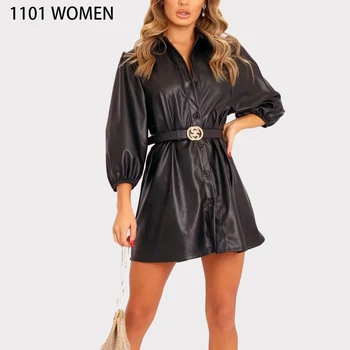 ZA NEW Spring Women black PU leather sashes full Sleeve turn-down collar mini Shirt style coats Casual female tops
ZA NEW Spring Women black PU leather sashes full Sleeve turn-down collar mini Shirt style coats Casual female tops