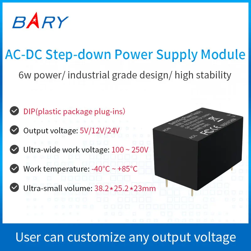 AC-DC Isolation Module|Step-down Voltage Module| 110~220V To 5V/12V/24V|6W|Switch Power Supply |AC-DC
AC-DC Isolation Module|Step-down Voltage Module| 110~220V To 5V/12V/24V|6W|Switch Power Supply |AC-DC