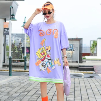 Women's dress cotton short-sleeved T-shirt women's long section loose large size beaded sequins ins tide brand fashion dress 
Women's dress cotton short-sleeved T-shirt women's long section loose large size beaded sequins ins tide brand fashion dress