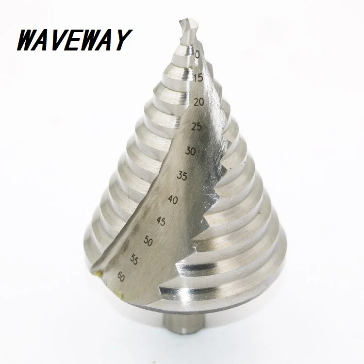WAVEWAY 6-60mm Hss Step Cone Drill Bit Hole Cutter Set 12 Steps Metric Step Drill Dia 13mm Wood Metal Drilling Shank
WAVEWAY 6-60mm Hss Step Cone Drill Bit Hole Cutter Set 12 Steps Metric Step Drill Dia 13mm Wood Metal Drilling Shank