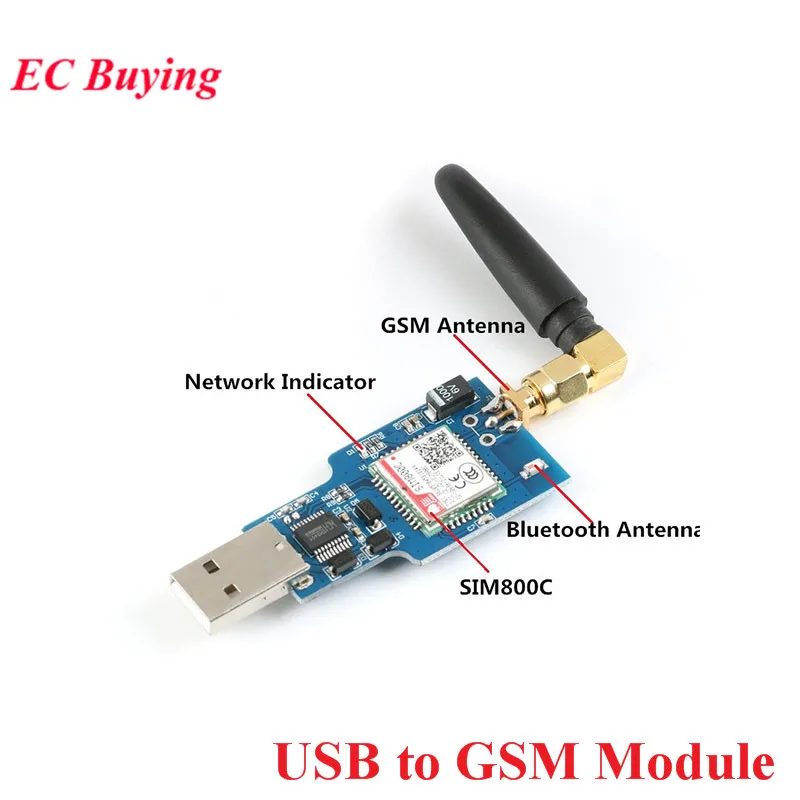 USB to GSM Module Quad-band GSM GPRS SIM800C SIM800 Module For Wireless Bluetooth Module SMS Messaging With Antenna
USB to GSM Module Quad-band GSM GPRS SIM800C SIM800 Module For Wireless Bluetooth Module SMS Messaging With Antenna