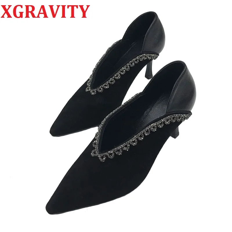 XGRAVITY 2021 New Spring Autumn Fashion Shoes Elegant European V Cut Design Crystal Women High Heel Shoes Ladies Footwear C095
XGRAVITY 2021 New Spring Autumn Fashion Shoes Elegant European V Cut Design Crystal Women High Heel Shoes Ladies Footwear C095