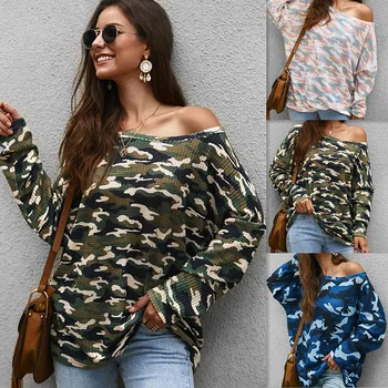 Fashion Camouflage sweater 2019 Autumn Winter Casual Slash Neck Long Sleeve Tops Female Off Shoulder Print Sweater New Lady Top
Fashion Camouflage sweater 2019 Autumn Winter Casual Slash Neck Long Sleeve Tops Female Off Shoulder Print Sweater New Lady Top