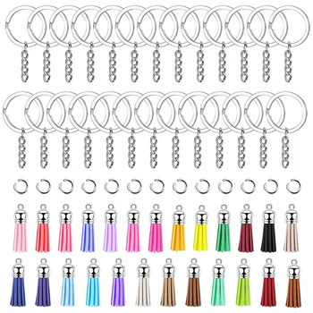 50 Sets Keychain Tassels Split Key Chain Rings with Chain Leather Tassel and Jump Rings Bulk for Crafts Supplies
50 Sets Keychain Tassels Split Key Chain Rings with Chain Leather Tassel and Jump Rings Bulk for Crafts Supplies