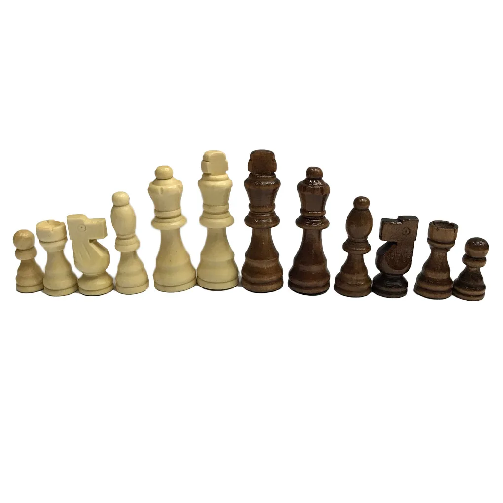 Premium 32 Piece Wooden Carved Small Chess Pieces Hand Crafted Set 7 cm King 