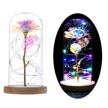 Gold Foil Artificial Rose Flower And LED Light String In Glass Dome On Wooden Base The Best Gift For Men Women
Gold Foil Artificial Rose Flower And LED Light String In Glass Dome On Wooden Base The Best Gift For Men Women