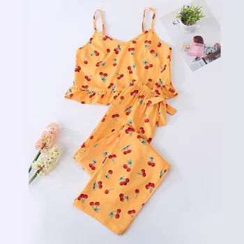 Cute women's pajamas sets orange color with sweet cherry printed causal pajama sets fashion softy pajamas for ladies
Cute women's pajamas sets orange color with sweet cherry printed causal pajama sets fashion softy pajamas for ladies