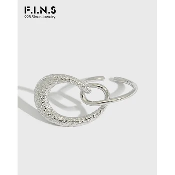 

F.I.N.S Unique Design INS Style Crossed Texture S925 Sterling Silver Rings Geometric Concave-Convex Surface Fine Finger Ring