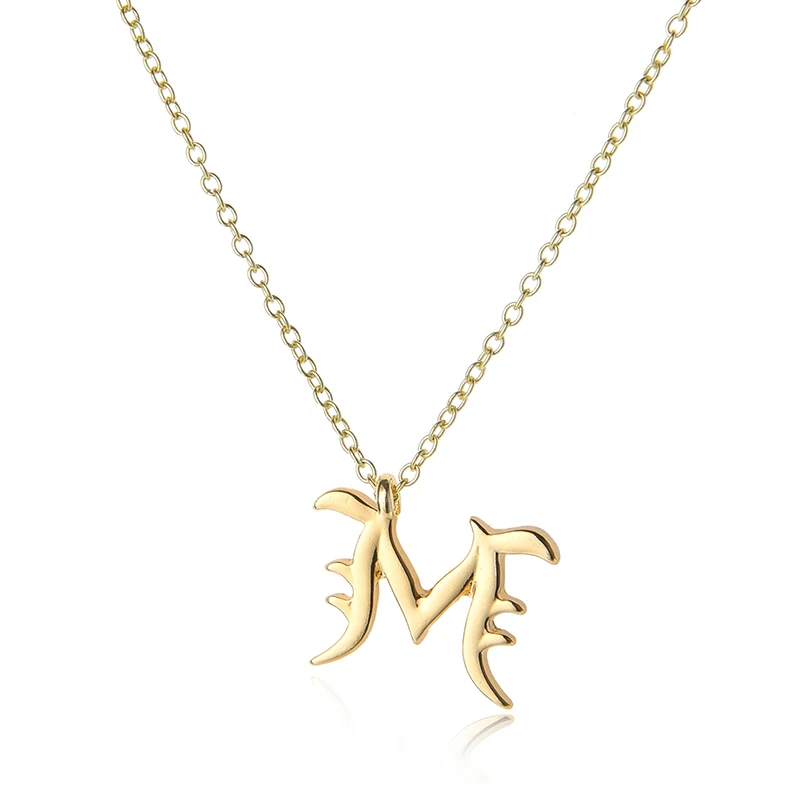 26 Cursive English letter M name Sign Personality pendant chain necklace alphabet Initial friend family gift jewelry | Украшения и