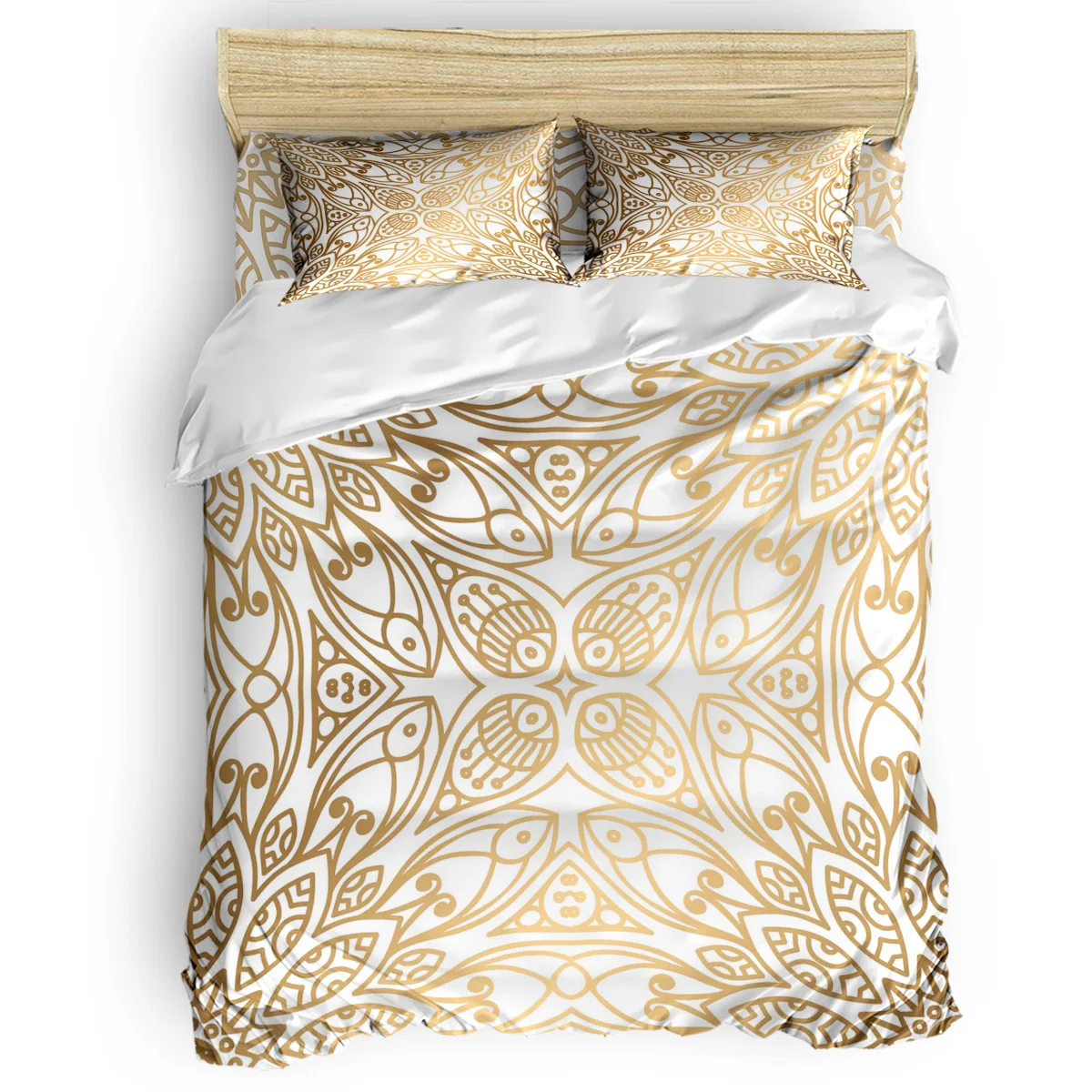 MISSHOUSE Gold Moroccan Pattern Duvet Cover Set Bed Sheets Comforter Cover Pillowcases 4pcs Bedding Sets
MISSHOUSE Gold Moroccan Pattern Duvet Cover Set Bed Sheets Comforter Cover Pillowcases 4pcs Bedding Sets