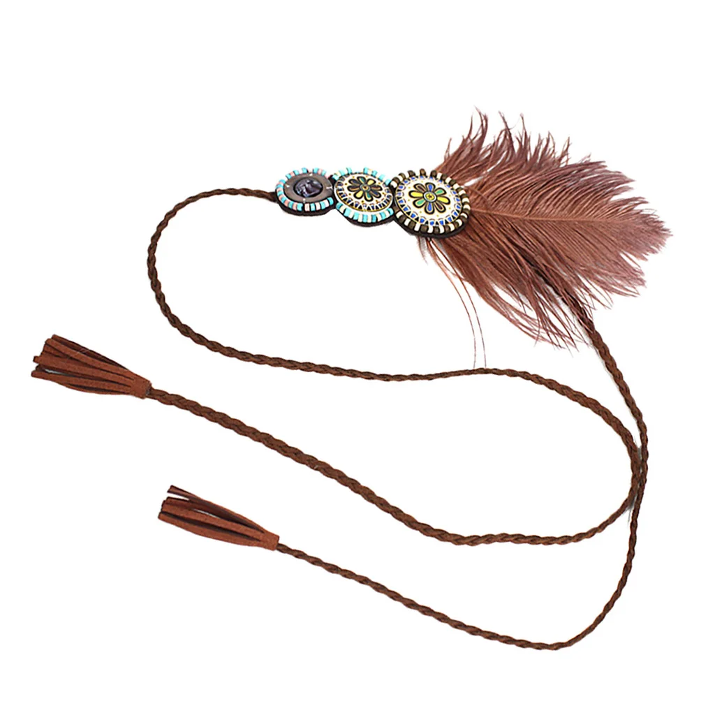 Vintage Boho Bohemian Feather Headband Tribal Style Hippie Weave Headpieces Vintage Boho Bohemian Feather Headband Tribal Style Hippie Weave Headpieces