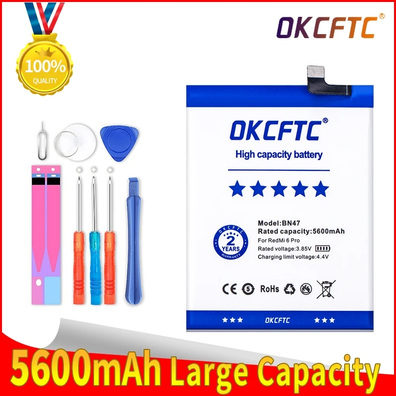 Original Phone Battery BN47 for Xiaomi Redmi 6 Pro / Mi A2 Lite 5600mAh High Quality Replacement Battery Free Tools
Original Phone Battery BN47 for Xiaomi Redmi 6 Pro / Mi A2 Lite 5600mAh High Quality Replacement Battery Free Tools