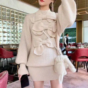 2020 Spring New Big Bow Mohair Sweater Female Mid-length Temperament Autumn And Winter Dress 
2020 Spring New Big Bow Mohair Sweater Female Mid-length Temperament Autumn And Winter Dress