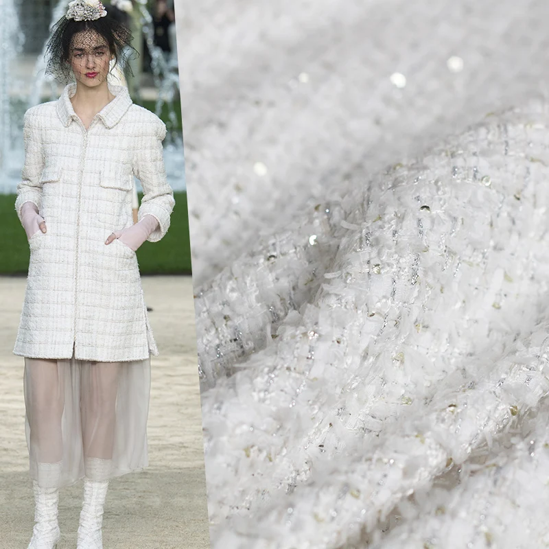 Pearlsilk France White Sequin Tweed Fabrics Autumn Jacket Dress Suits Garment Materials The Sewing Cloth Meter Freeshipping
Pearlsilk France White Sequin Tweed Fabrics Autumn Jacket Dress Suits Garment Materials The Sewing Cloth Meter Freeshipping