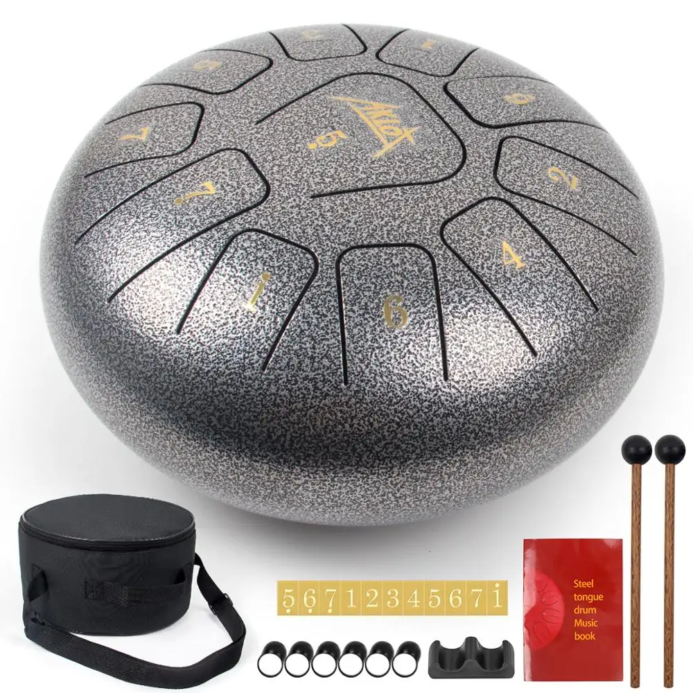 AKLOT Steel Tongue Drum 10 inch 11 Notes Percussion Instrument Hand Drum Pan w/ Drum Mallets Music Book Carry Bag Full Accessory
AKLOT Steel Tongue Drum 10 inch 11 Notes Percussion Instrument Hand Drum Pan w/ Drum Mallets Music Book Carry Bag Full Accessory