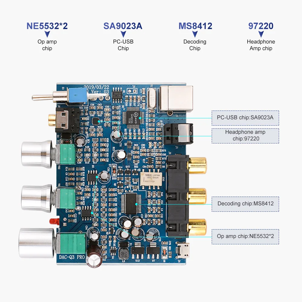 Аудио декодер AIYIMA USB DAC усилитель звука цифро аналоговый аудио конвертер MINI Hi Fi 2 0