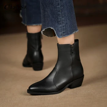 CIALISA Boot For Women Chunky Heel Warm Real Wool Pointed Toe Ankle Boot 2020 New Autumn Winter Genuien Leather Zipper Shoes
CIALISA Boot For Women Chunky Heel Warm Real Wool Pointed Toe Ankle Boot 2020 New Autumn Winter Genuien Leather Zipper Shoes