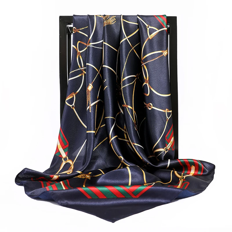 

Square Silk Scarves Women Foulard 90*90cm Satin Hair Head Hijab Scarf Ladies Chiffon Shawl Wrap Muffler Pareo Bandanna Female