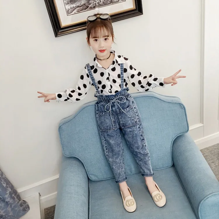 girls clothing sets polka dot long sleeve blouse +denim pants 2019 autumn fall teenager Overalls jeans set 8 10 12 girl clothes
girls clothing sets polka dot long sleeve blouse +denim pants 2019 autumn fall teenager Overalls jeans set 8 10 12 girl clothes
