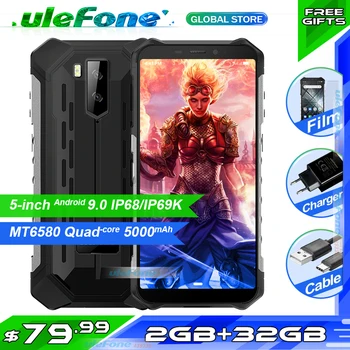 

Ulefone Armor X3 5.5" HD IP68 Waterproof Smartphone 2GB 32GB Android 9.0 Quad Core Face ID Unlock 3G Mobile Phone 5000mAh