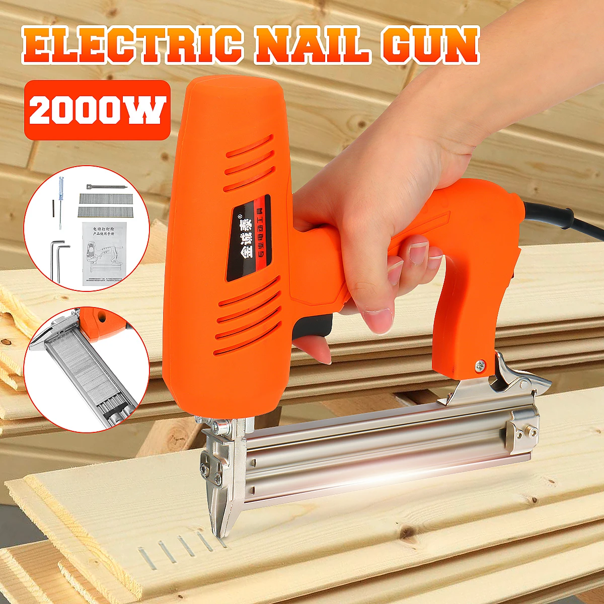 2300W 220V Electric Nail Gun Woodworking Tools Electrical Tacker Gun Straight Staple Nail for Furniture Nailing Stapler Shooter
2300W 220V Electric Nail Gun Woodworking Tools Electrical Tacker Gun Straight Staple Nail for Furniture Nailing Stapler Shooter