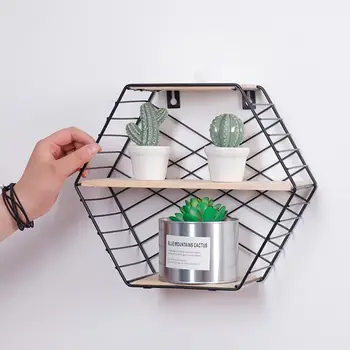 Wall Mounted Floating Shelf Modern Simple Geometry Wood Metal Wire Hexagon Plant Flower Storage Shelves Display Perfect Decor
Wall Mounted Floating Shelf Modern Simple Geometry Wood Metal Wire Hexagon Plant Flower Storage Shelves Display Perfect Decor
