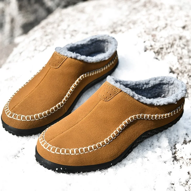 Мужские зимние хлопковые шлепанцы Уличная обувь водонепроницаемые с защитой от