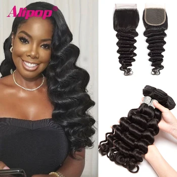 ALIPOP Loose Deep Wave Bundles With Closure 100% Remy Human Hair Bundles With Closure Brazilian 4X4 Closure With Bundles
ALIPOP Loose Deep Wave Bundles With Closure 100% Remy Human Hair Bundles With Closure Brazilian 4X4 Closure With Bundles
