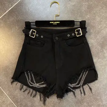 Hollow Button Denim Shorts Women Spring / Summer 2020 Personalized Hole Chain Decoration High-Waist Denim Shorts
Hollow Button Denim Shorts Women Spring / Summer 2020 Personalized Hole Chain Decoration High-Waist Denim Shorts