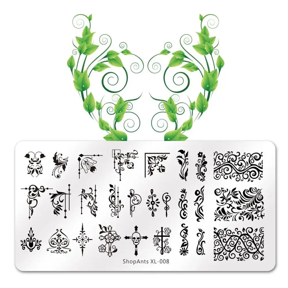 

SHOPANTS Nail Art Stamp Stamping Image Plate 6*12cm Stainless Steel Nail Template Manicure Stencil Tools