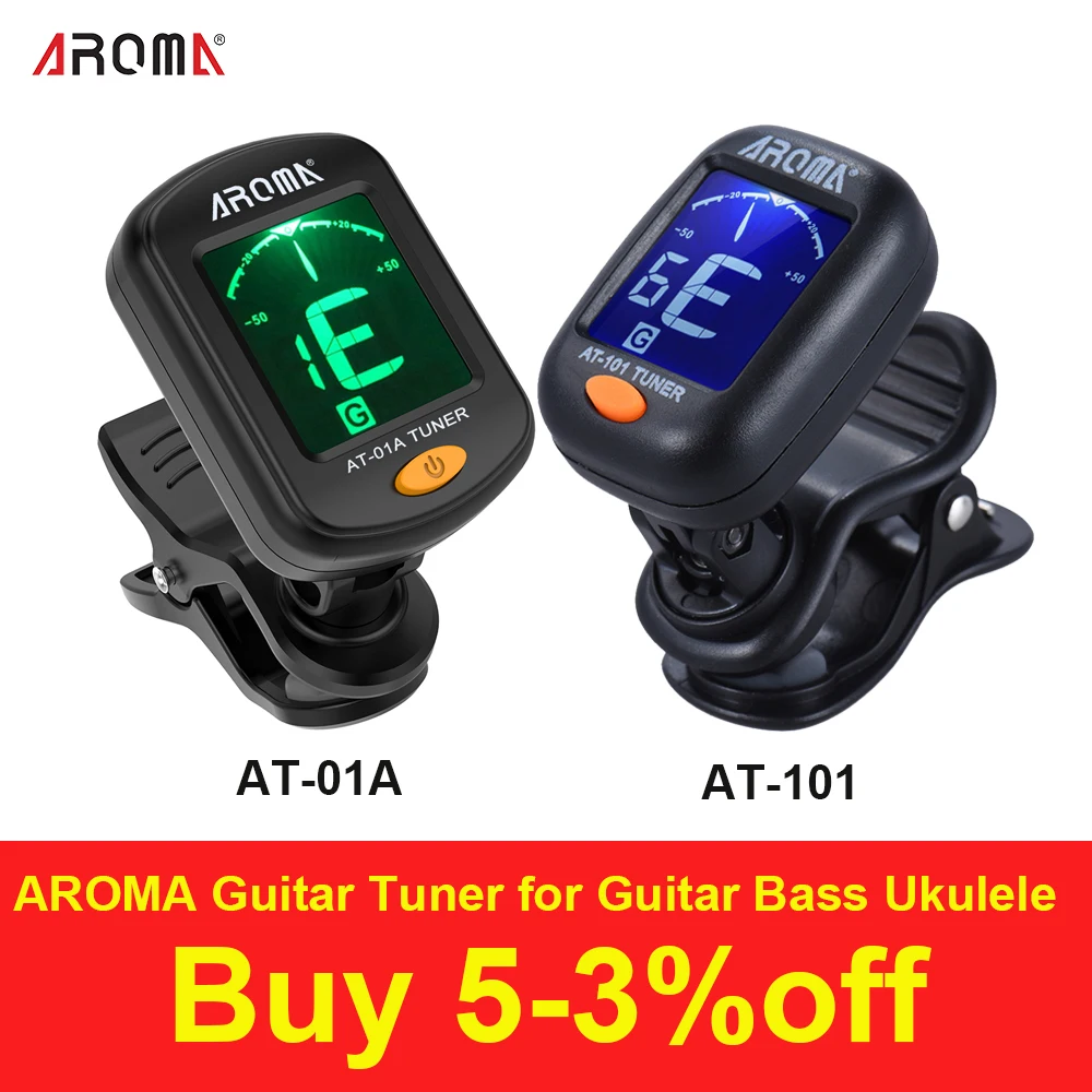 AROMA AT-01A/101 Guitar Tuner Rotatable Clip-on Tuner LCD Display for Chromatic Acoustic Guitar Bass Ukulele Guitar Accessories
AROMA AT-01A/101 Guitar Tuner Rotatable Clip-on Tuner LCD Display for Chromatic Acoustic Guitar Bass Ukulele Guitar Accessories