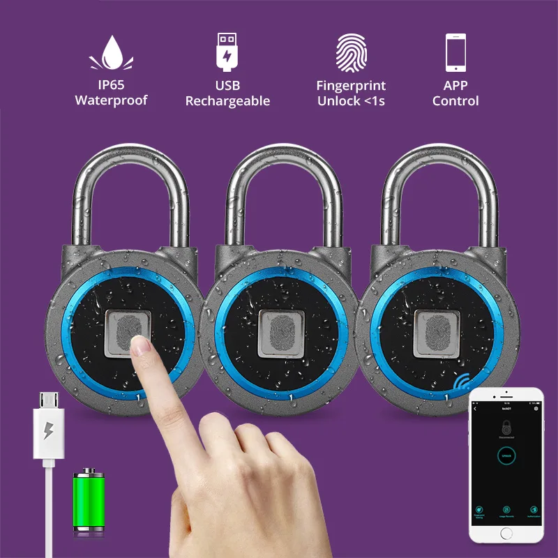 Golden Security Portable Smart Waterproof Keyless Lock APP Control Bluetooth Fingerprint Unlock Door PadLock
Golden Security Portable Smart Waterproof Keyless Lock APP Control Bluetooth Fingerprint Unlock Door PadLock