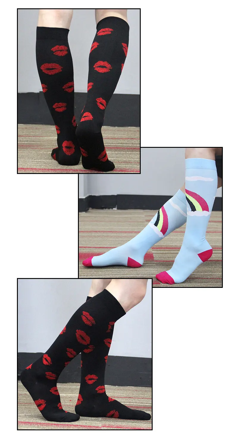 Moda Mulaya Compression Stockings Men/Women Correcting Leg Muscle Pressure and Soothing Rainbow Kiss Music Tall Tube Funny gym Moda Mulaya Compression Stockings Men/Women Correcting Leg Muscle Pressure and Soothing Rainbow Kiss Music Tall Tube Funny gym