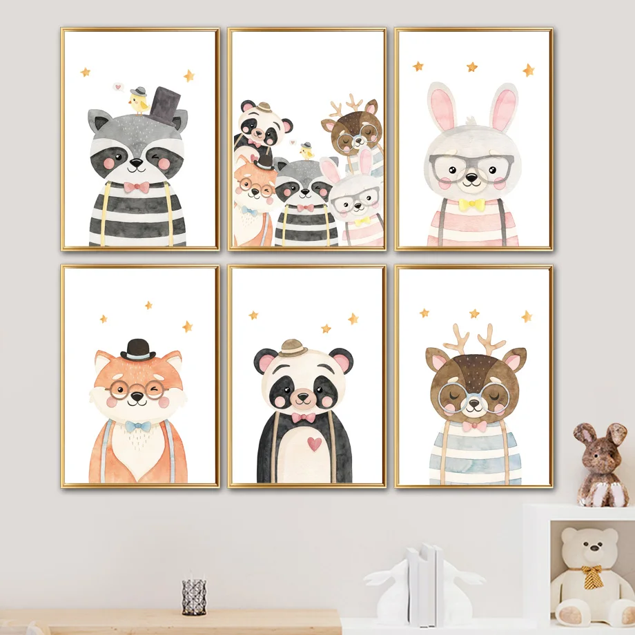 Настенный декор для детской комнаты милый рисунок в виде оленя лисы панды енота