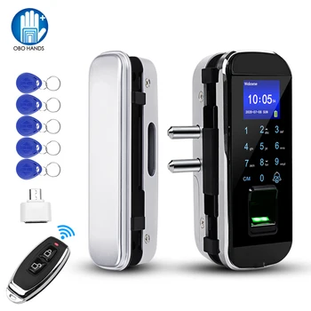 Biometric Fingerprint Smart Door Lock RFID Access Control Password Digital Electronic Locks Remote Control Unlock for Glass Gate