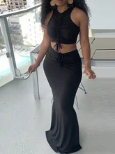 Fashion Women Two Piece Set Party Wear Drwastring Sleeveles Cropped Top & Maxi Skirt Sets
Fashion Women Two Piece Set Party Wear Drwastring Sleeveles Cropped Top & Maxi Skirt Sets