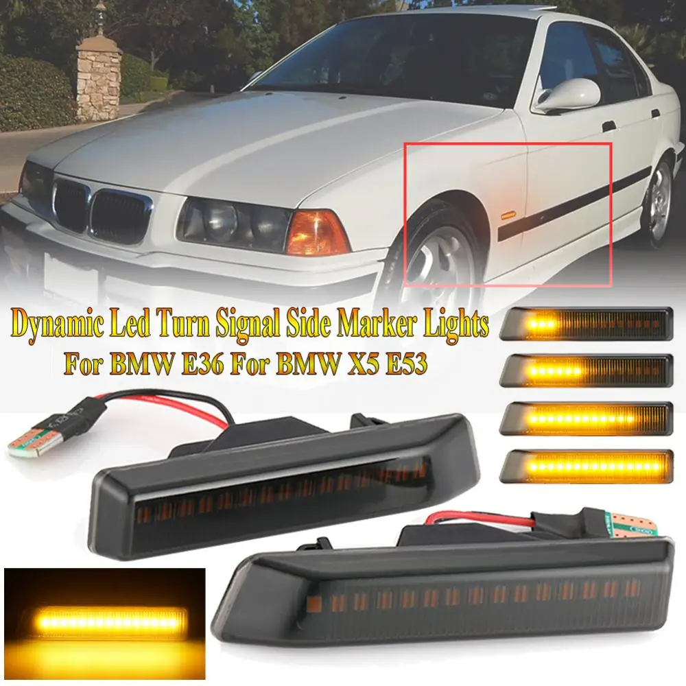 2Pcs T10 Turn Signal Side Indicator Marker Lights For BMW E36 Amber Dynamic LED Flowing Repeater Light Lamps For BMW X5 E53
2Pcs T10 Turn Signal Side Indicator Marker Lights For BMW E36 Amber Dynamic LED Flowing Repeater Light Lamps For BMW X5 E53