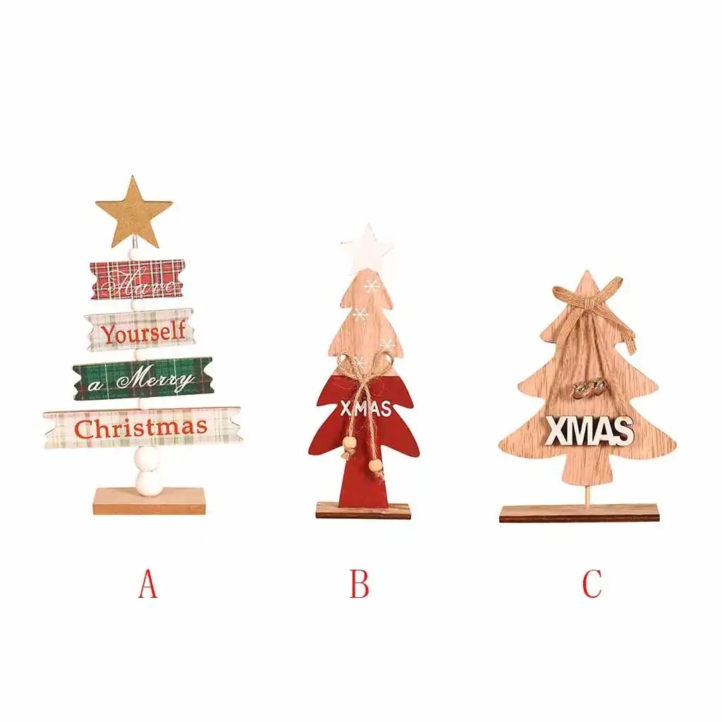wooden mini christmas tree desktop ornaments merry christmas