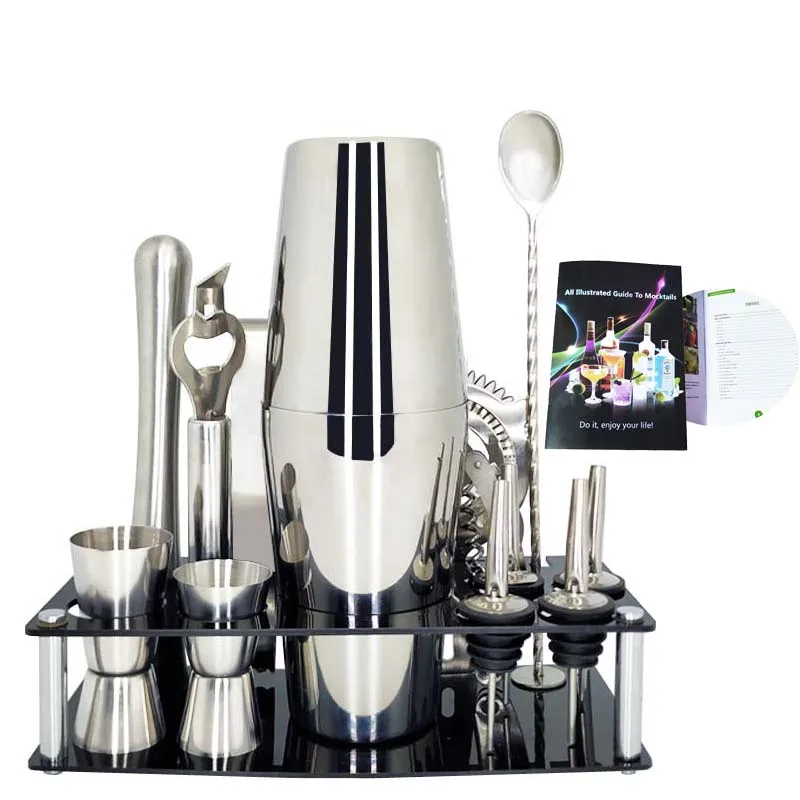 750/600/450ML Cocktail Shaker Multiple Pieces Bartender Kit with Stand Cocktail Recipe Stainless Steel Bar Tool Set
750/600/450ML Cocktail Shaker Multiple Pieces Bartender Kit with Stand Cocktail Recipe Stainless Steel Bar Tool Set