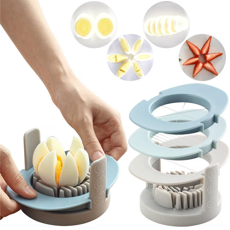 

Egg Slicer Multifunctional 3-in-1 Boiled with Stainless Steel Cutting Wire Divider/Dicer/Cutter, Kitchen Cooking Tool