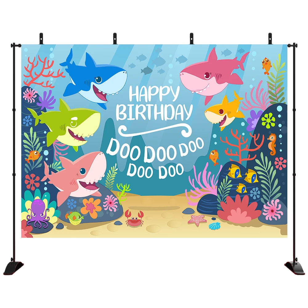 Blue Ocean Cartoon Cute Shark Birthday Party Background Shark theme Party Shark Banner Photography backdrops Photo Studio Props 
Blue Ocean Cartoon Cute Shark Birthday Party Background Shark theme Party Shark Banner Photography backdrops Photo Studio Props