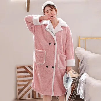 2019 Women Bathrobes Warm Robe Winter coral Flannel Turn-down Collar Loose Sleepwear Winter Home wear Thick Kimono Bath Robe
2019 Women Bathrobes Warm Robe Winter coral Flannel Turn-down Collar Loose Sleepwear Winter Home wear Thick Kimono Bath Robe