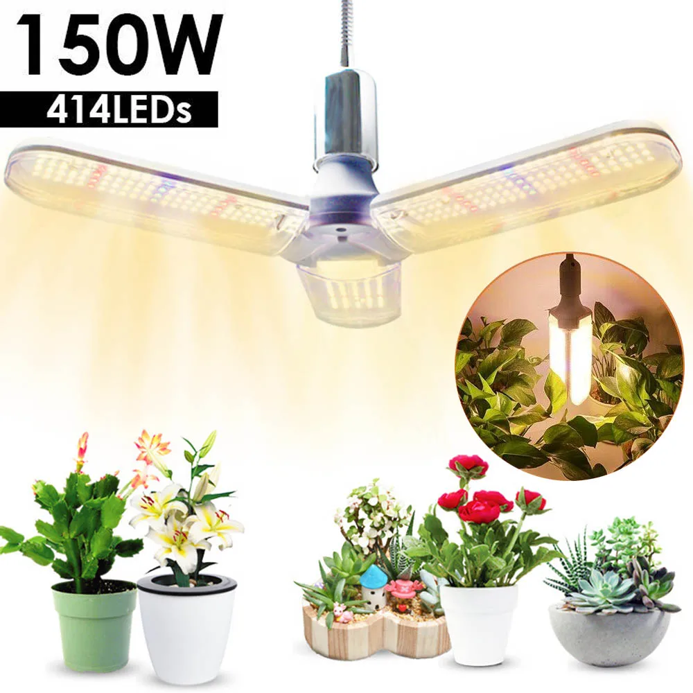 E27 LED Grow Light 150W Full Spectrum Foldable 3-leaf Light for Indoor Outdoor Greenhouse Plant Flower Hydroponic
E27 LED Grow Light 150W Full Spectrum Foldable 3-leaf Light for Indoor Outdoor Greenhouse Plant Flower Hydroponic