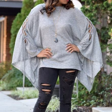 

Fashion Women Long Sleeve T-Shirt Casual OL Commuter Strappy Bat Sleeve Blouse Sexy Solid Color Top Autumn Winter Lady Clothing