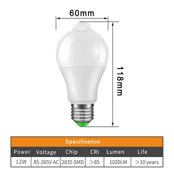 Motion Sensor Lamp For Home Lighting E27 12W 18W AC 220V 110V Dusk To Dawn Light Bulb Day Night Light
Motion Sensor Lamp For Home Lighting E27 12W 18W AC 220V 110V Dusk To Dawn Light Bulb Day Night Light
