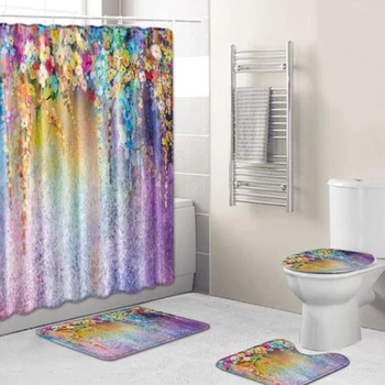 Water Absorbent Floral Print Bathroom Toilet Shower Curtain Set Bath Mat Rug Foot Pad Protection Bathroom Products
Water Absorbent Floral Print Bathroom Toilet Shower Curtain Set Bath Mat Rug Foot Pad Protection Bathroom Products