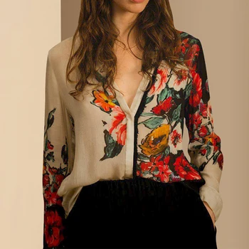 2020 Summer New Style Age-Reducing V-neck Printed Shirt Women's Design Sense Niche Shirt Loose Long-Sleeved Shirt
2020 Summer New Style Age-Reducing V-neck Printed Shirt Women's Design Sense Niche Shirt Loose Long-Sleeved Shirt