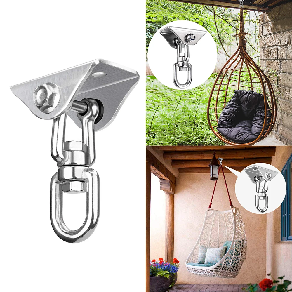 New 360 Rotating Ceiling Hook Stainless Steel Swing Hook 4 Screw Concrete Wood Hammock Chair Sandbag Sling Trainer Yoga Gym