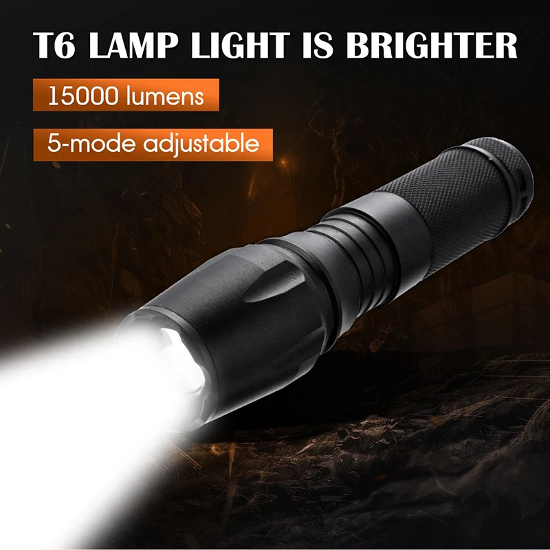 15000LM super bright LED flashlight T6 XML LED Torch 5 switch Modes Waterproof Portable Flashlight for Camping climbing
15000LM super bright LED flashlight T6 XML LED Torch 5 switch Modes Waterproof Portable Flashlight for Camping climbing