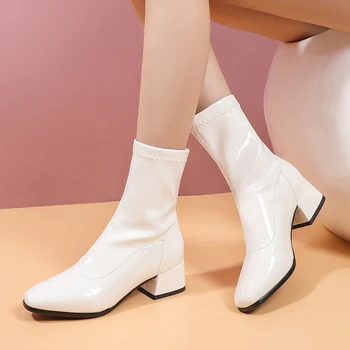 Fashion Square Toe Ankle Boots Autumn Winter Women Boots Comfortable Low Heel Ladies Shoes Elastic boots Black White Beige
Fashion Square Toe Ankle Boots Autumn Winter Women Boots Comfortable Low Heel Ladies Shoes Elastic boots Black White Beige